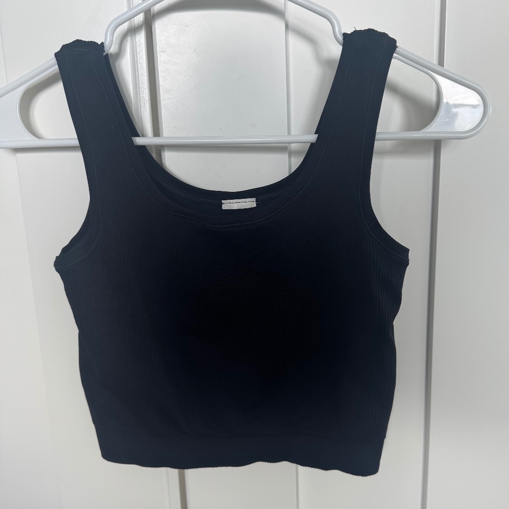 Athleta Girl Rise Above Rib Crop Tank, Black, Size L